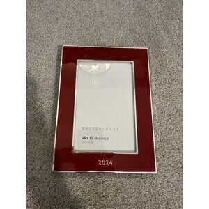 Pottery Barn Dated  2024 Red Enamel Picture Frame For 4x6 Photo Christmas